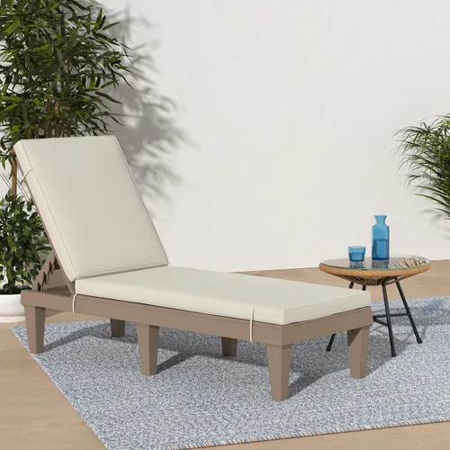Vista 2 de Best Choice Products Sillón para exteriores, tumbona de resina para patio, piscina, patio trasero, porche con cojín de asiento, respaldo ajustable