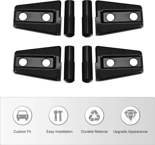 Vista 3 de 4 cubiertas protectoras de bisagra de puerta para Jeep Wrangler JK 2007-2018 de 2 puertas (negro)