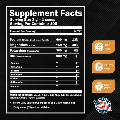 Vista 7 de MMA Nutrition HRDWRK Electrolytes Powder, Magnesium & Potassium Sugar-Free