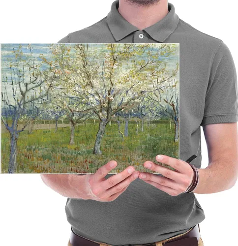 Vista 6 de Wieco Art Huerto con árboles de albaricoque en flor, impresión en lienzo, arte clásico de paisaje floral de Van Gogh, arte de pared moderno y famoso