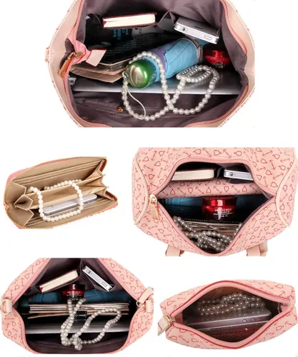 Vista 4 de RainboSee 6 bolsas de mano para mujer con costuras en la parte superior de poliuretano con asa superior