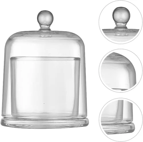 Vista 8 de Zerodeko Mantequillera de cristal con tapa con asa, contenedor de almacenamiento de aperitivos de frutas y postres, caja de queso rústica