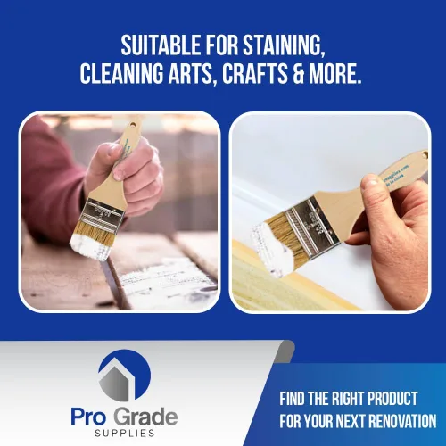Vista 3 de Pro Grade Brochas de viruta de 2 pulgadas, pinceles de pintura desechables, para pintura, paquete de 24 Cerda natural, mango de madera Paquete