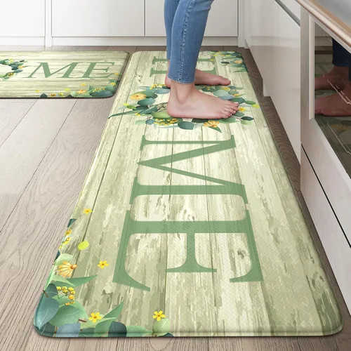 Vista 19 de KIMODE - Alfombra de cocina antifatiga para el piso, de 17.3 x 29 pulgadas, alfombra de cocina de estilo rústico, antideslizante, acolchada