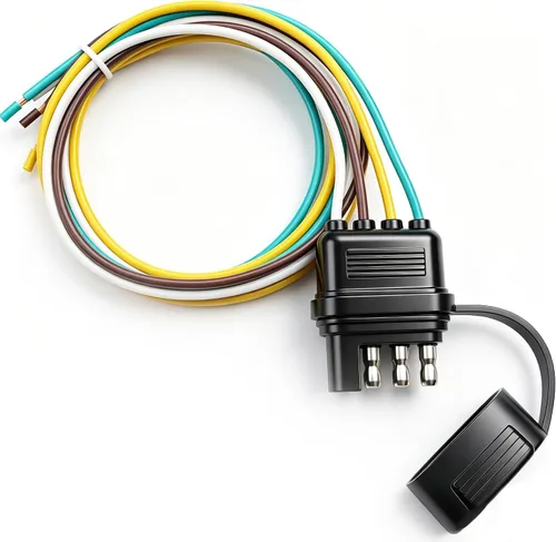 Vista 8 de 2 paquetes de 25 pulgadas, 4 vías, 18 AWG, 4 puntas, arnés de cableado para remolque, conector de repuesto de extremo macho para cable de enganche