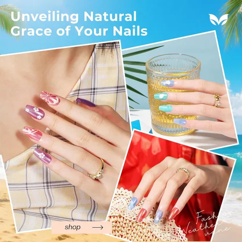 Vista 3 de Morovan Juego de esmalte de uñas degradado: esmalte de uñas de perlas de primavera y verano, esmalte de uñas rosa, azul, morado, secado rápido