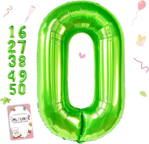 Vista 64 de Globos grandes de 40 pulgadas de números del 0 al 9, globos numéricos para decoración de fiesta de cumpleaños, globos de helio de aluminio