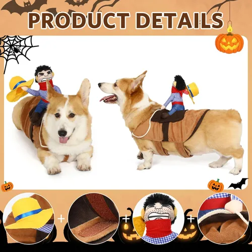 Vista 2 de T2Y - Disfraz de vaquero para perro, disfraz de Halloween para perros
