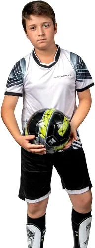 Vista 3 de PAIRFORMANCE Camisetas de fútbol para niños, uniforme de entrenamiento de equipo deportivo de 6 a 12 años, conjunto de camisetas y pantalones cortos