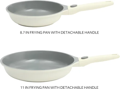 Vista 3 de Sur La Table Kitchen Essentials Craft Studio - Juego de sartenes de freír de aluminio fundido con mango desmontable de 8 y 10 pulgadas con cerámica