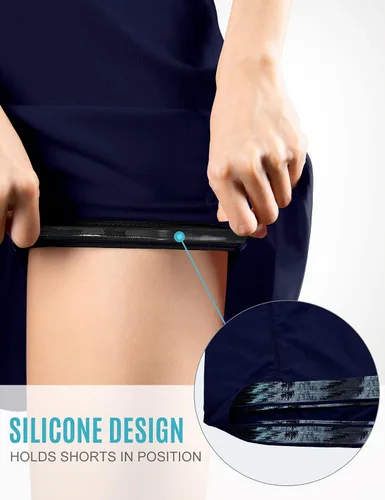 Vista 3 de IUGA Faldas de tenis para mujer de cintura alta con 3 bolsillos y pantalones cortos integrados, faldas plisadas opacas de golf, faldas atléticas