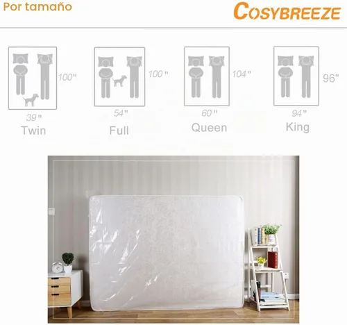 Vista 5 de Bolsas de colchón para mudanza y almacenamiento de 5 mil, tamaño individual, 1 paquete, funda protectora de colchón resistente e impermeable, bolsa