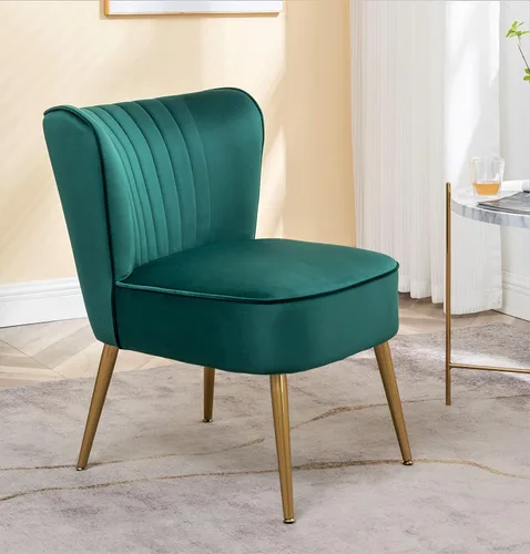 Vista 14 de Container Furniture Direct Silla moderna de terciopelo para sala de estar, dormitorio o entrada, diseño elegante y cómodo sin brazos con patas