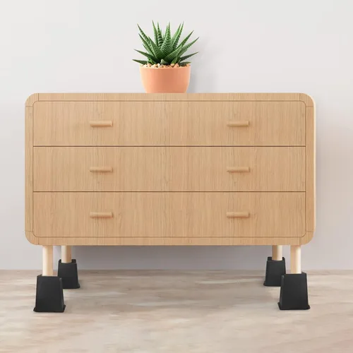 Vista 7 de Affogato Elevadores de cama, paquete de 4 elevadores de muebles resistentes de 6 pulgadas, extensores de patas de mesa, elevadores de cama