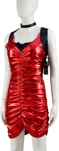 Vista 2 de Ada Wong - Disfraz de cosplay para mujer disfraz de Halloween vestido rojo