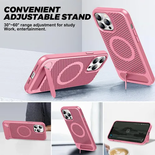 Vista 3 de Funda magnética de disipación de calor para iPhone 13 Pro Max, para MagSafe, protección contra caídas Coolingf, funda con función atril ajustable