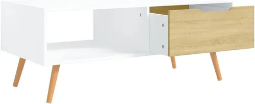 Vista 6 de Mesa de centro, mesa de centro industrial, mesa de centro moderna de mediados de siglo, mesa central para sala de estar, mesa de cóctel, mesa Blanco