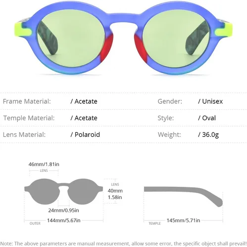 Vista 3 de HEPIDEM Gafas de sol polarizadas redondas retro vintage de acetato mate para mujer 9270T