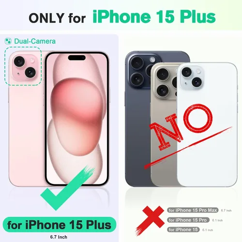 Vista 2 de TUCCH Funda tipo cartera para iPhone 15 Plus, [bloqueo RFID] 4 tarjeteros con función atril [funda interior de TPU a prueba de golpes] Funda Negro