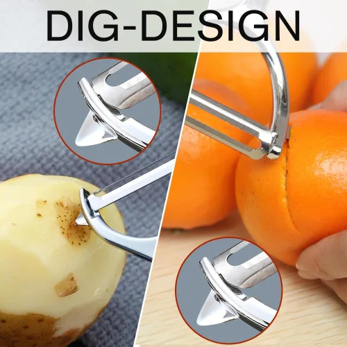 Vista 4 de Peladores de verduras para cocina, pelador en forma de Y para verduras, frutas, patatas con agarre ergonómico, 1 paquete