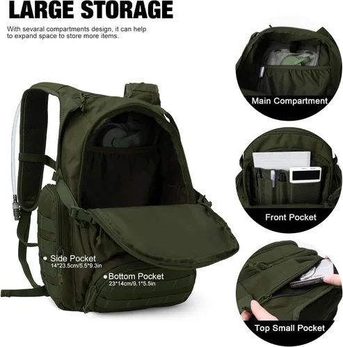 Vista 4 de Mardingtop - Mochilas tácticas Molle (Equipo modular de transporte de carga ligera), estilo militar, de 25 litros, para senderismo, acampar, viaje