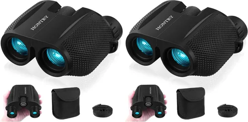 Vista 10 de Hontry Binoculares para adultos y niños, prismáticos compactos de 10 x 25 para observación de aves, teatro y conciertos, juegos de caza y deportes