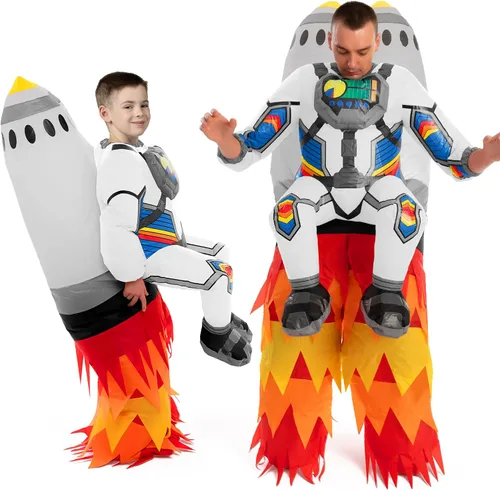 Vista 4 de Spooktacular Creations - Disfraz inflable de astronauta para niños y Blanco