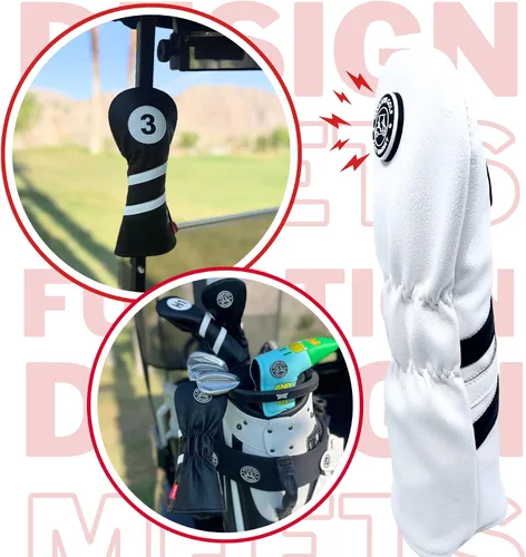 Vista 5 de Madson Golf Fundas magnéticas para carrito: fundas elegantes y protectoras para palos de golf, con imán de goma para posicionamiento seguro y acceso