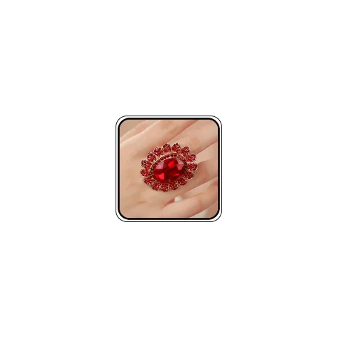 Vista 7 de Anillo de declaración de cristal azul dorado antiguo para mujer, anillo ovalado de diamantes de imitación, anillo de cóctel exagerado, anillo