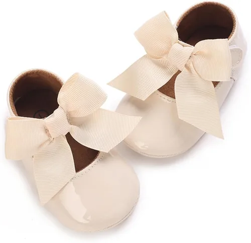 Vista 5 de COSANKIM Zapatos planos Mary Jane para bebés y niñas, suela de goma antideslizante, zapatos de vestir de princesa para boda