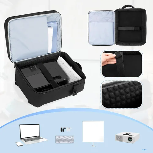 Vista 2 de LUXJA Mochila para proyector con funda para laptop de 15.6 pulgadas, bolsa para proyector con 2 compartimentos grandes