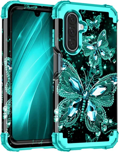 Vista 15 de Miqala Funda para Galaxy A14 5G, que brilla en la oscuridad, tres capas, resistente, a prueba de golpes, protección completa, parachoques