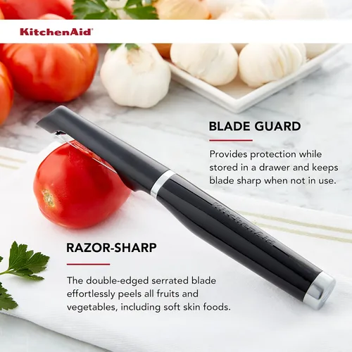 Vista 3 de KitchenAid Rueda de pizza clásica, 9 pulgadas, negro y pelador clásico europeo KE112OHOBA, talla única, color negro 2