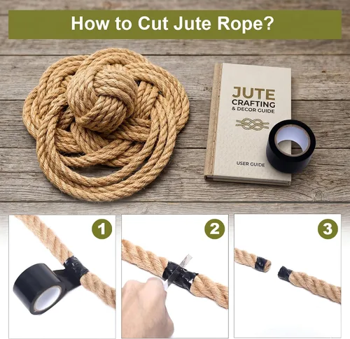 Vista 5 de Cuerda de yute natural, 1/2 pulgada x 50 pies, cuerda de cáñamo gruesa para postes rascadores de gatos, columpios de cama, jardinería, decoraciones