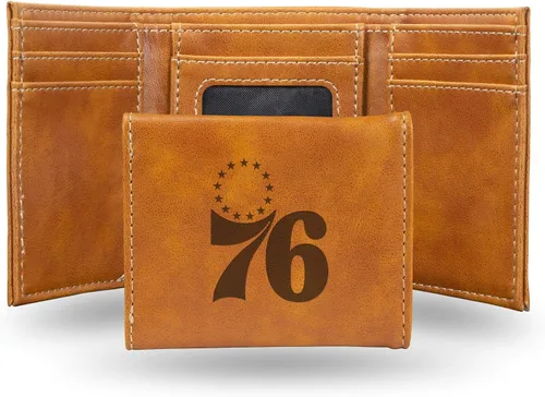 Vista 55 de NBA Rico Industries - Billetera triple grabada con láser y tres pliegues, accesorio para hombre