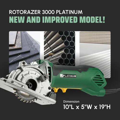 Vista 11 de ROTORAZER SAW Juego de sierras circulares compactas platino – Nuevo modelo para 2026! Extra potente – cortes más profundos. Corte paneles de yeso