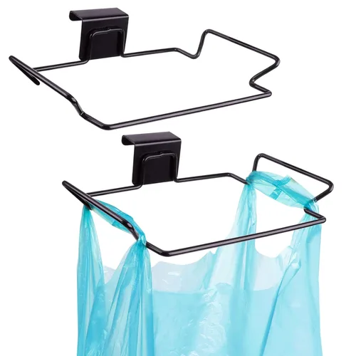 Vista 11 de Soporte Grande de Acero Inoxidable para Bolsas de Basura para Puertas y Armarios de Cocina, Negro