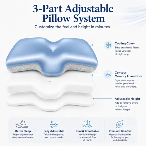 Vista 3 de Almohada cervical para el cuello, espuma viscoelástica de altura