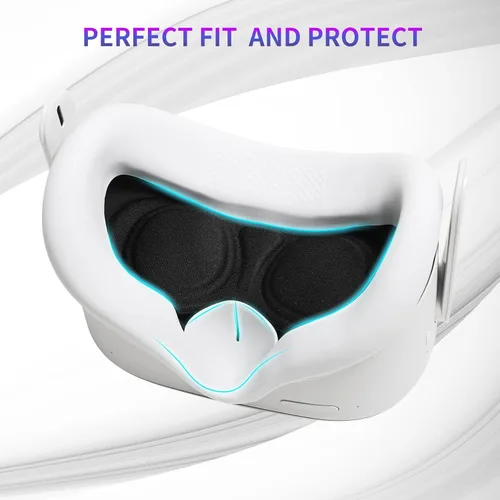 Vista 4 de Juego de funda de silicona para Oculus Quest 2, funda protectora que incluye cubierta frontal y cubierta de agarre del controlador, cubierta
