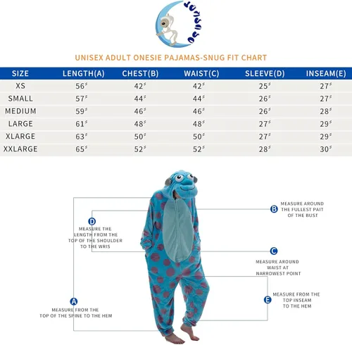 Vista 5 de COSUSKET Snug Fit Unisex Adult Onesie Pajamas, Flannel Cosplay Animal One Piece Halloween Costume Sleepwear Homewear