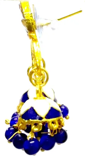 Vista 2 de DESI HAWKER Meenakari Minakari esmalte pintura oro hecho a mano pendiente Bali Jhumki Jhumka joyería étnica gota cuelga lámpara NI-310