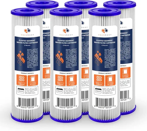 Vista 10 de Aquaboon Cartucho de filtro de sedimento plisado para toda la casa de 5 micras de 10 x 2.5 pulgadas para reemplazo de filtro de agua de pozo