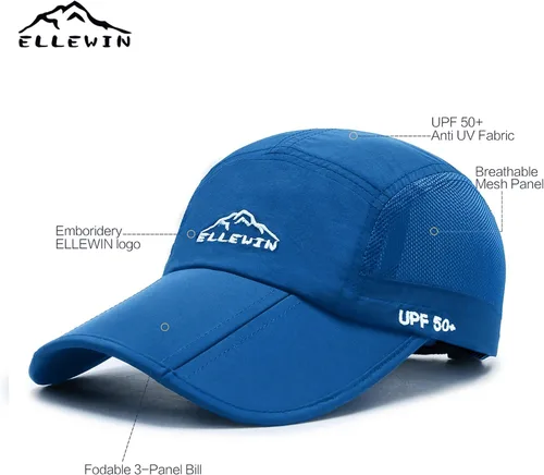 Vista 33 de ELLEWIN Gorra de béisbol unisex UPF 50 sin estructura, con pico grande y plegable