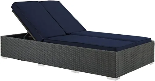 Vista 6 de Modway Sojourn - Tumbona doble de mimbre para patio al aire libre, color beige chocolate