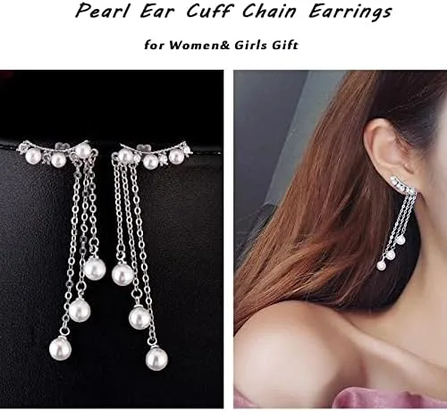 Vista 4 de Crawler - Pendientes de cadena con forma de gota, 7 cristales, para mujeres y niñas