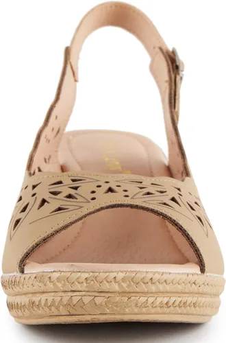 Vista 2 de Alexis Leroy tacón de cuña recortado Vamp Peep Toe Slingback sandalias de mujer