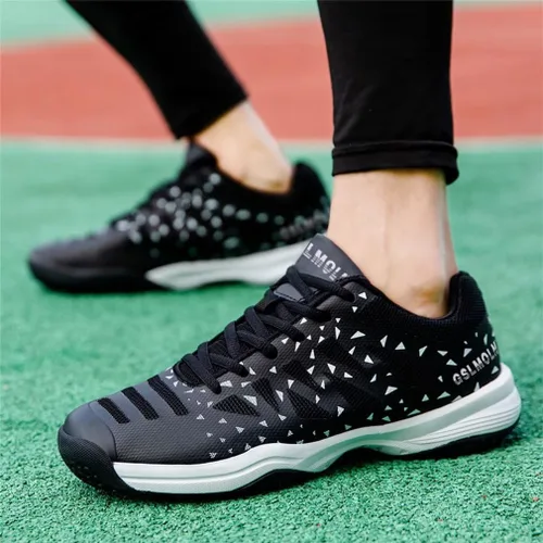 Vista 6 de Jakcuz Zapatos de tenis de bádminton para mujer, zapatos de pickleball, squash, voleibol, con cordones, para entrenamiento de cancha en interiores