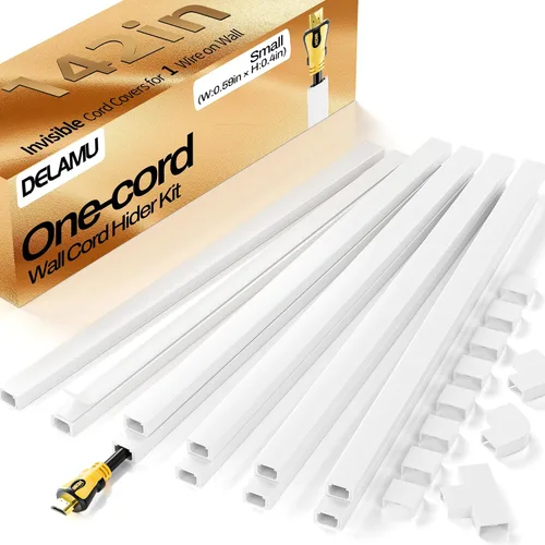 Vista 16 de Delamu Ocultador de cable beige, cubiertas de cable de 85 pulgadas para cables en la pared, ocultadores de cables de un cable, cubiertas de alambre