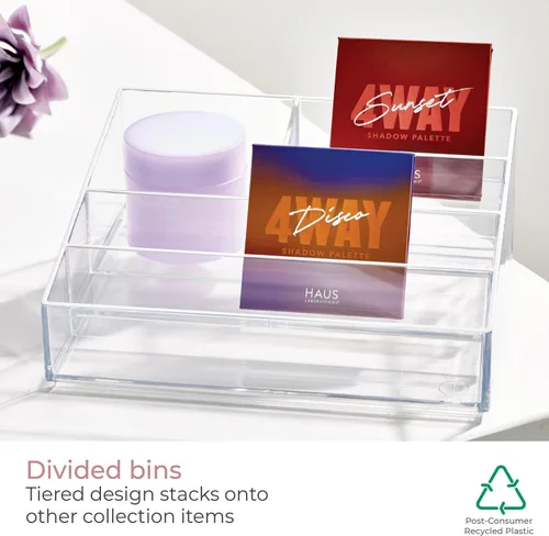 Vista 3 de iDesign The Sarah Tanno Collection - Organizador de cosméticos y esmaltes de uñas de plástico, 5 compartimentos, transparente