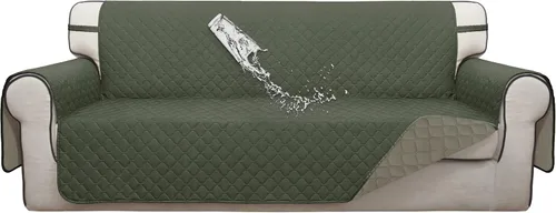 Vista 65 de ISSUNTEX Fundas de sofá de dos plazas con doble protección 100% impermeables para sala de estar, fundas para sofá de 2 cojines, protector de muebles